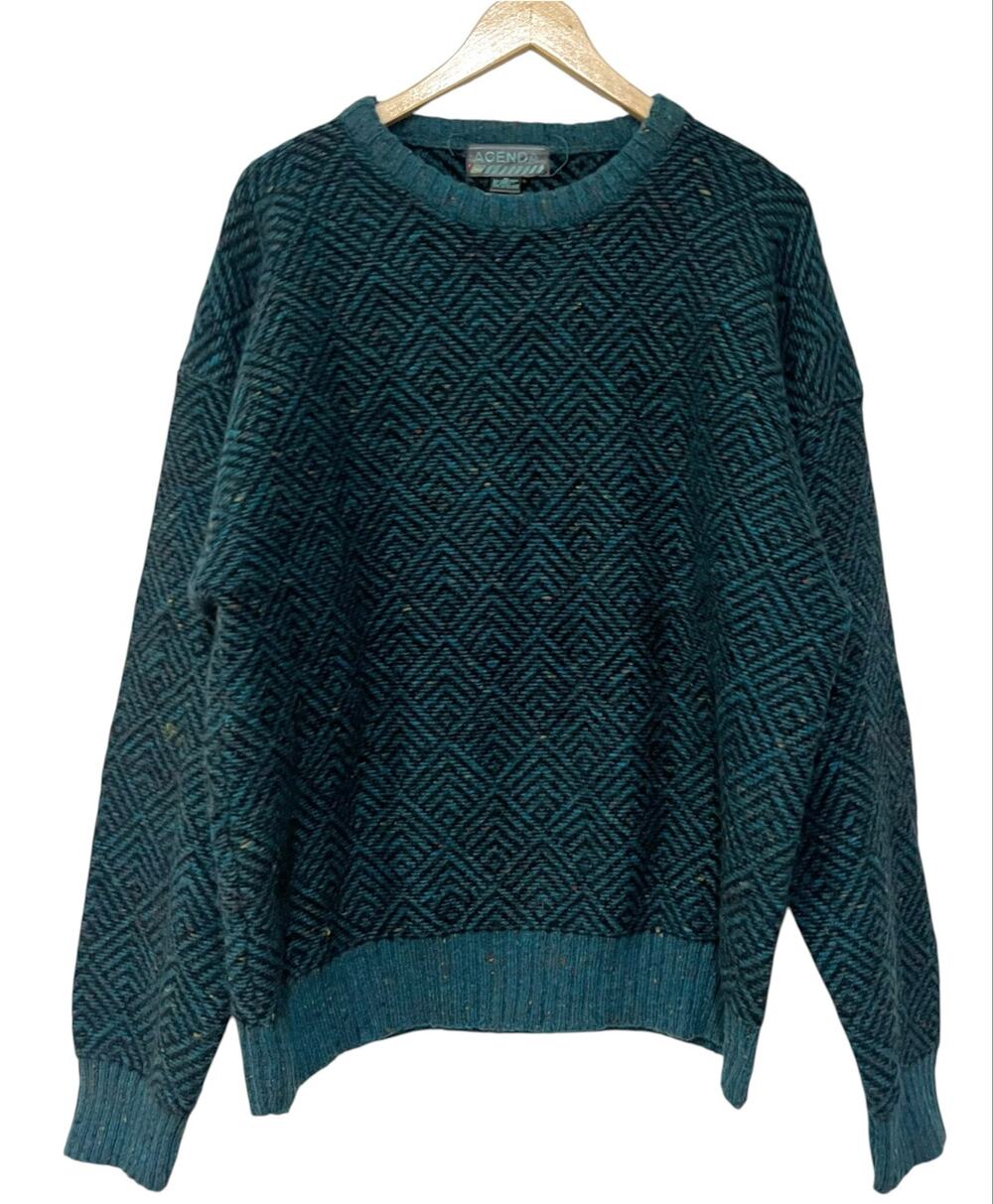 Vintage Agenda Sweater Mens XL Geometric Crewneck Wool Blend Knit 90s Retro